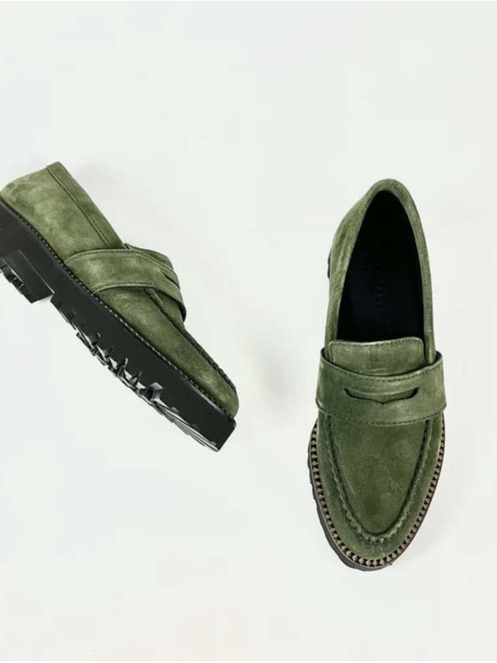 Freda Salvador Char Loafers in Eucalyptus Suede Size 9.5